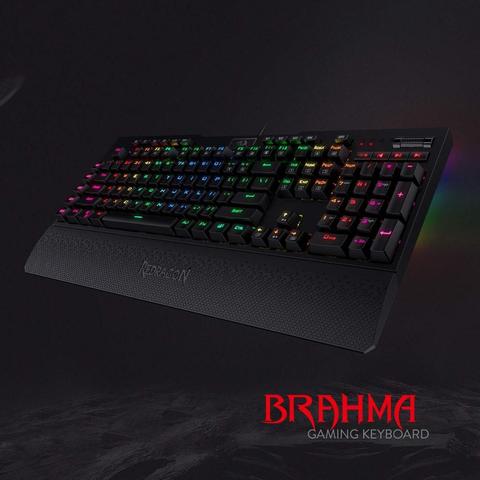 Redragon K586 Brahma RGB teclado de juego mecánico, interruptor azul, 10 teclas macro dedicado, conveniente control de medios y extraíble ► Foto 1/6