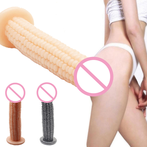 Consolador grande de 18,5 CM para mujer, consolador con diseño de maíz con ventosa, Juguetes sexuales, tapón Anal grande, productos de masturbación para flirteo ► Foto 1/5