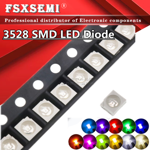 Diodos LED SMD 100 1210, luz RGB rosa, blanco, rojo, amarillo, verde, azul, 3528x3,5x2,8mm, 1,9 Uds. ► Foto 1/2