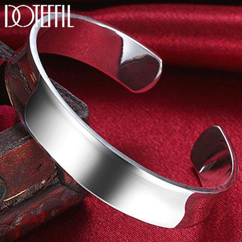 DOTEFFIL-pulsera ajustable de Plata de Ley 925 para mujer, brazalete redondo liso de 7mm, joyería de fiesta de compromiso para boda ► Foto 1/6