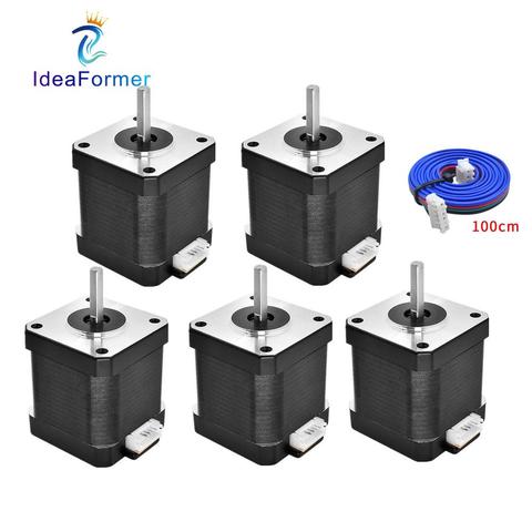 ¿5 unids/set Nema 17 paso a paso Motor de 40mm 47mm de altura 1.5A 12V 12V 1,8 ° ángulo de paso de motor y CNC XYZ eje 4-plomo Motor para 3D piezas de la impresora? ► Foto 1/6