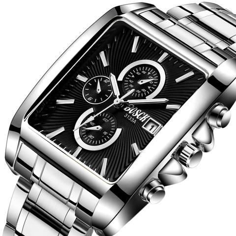 Reloj de pulsera rectangular de acero inoxidable para hombre ► Foto 1/6