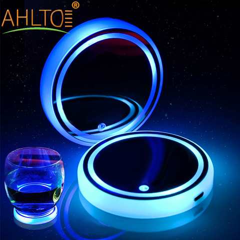 Soporte de copa LED para coche, lámpara Interior automotriz, luz de ambiente multicolor, USB, Bombilla de producto antideslizante, 2 uds. ► Foto 1/6