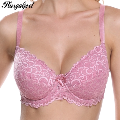 Plusgalpret Lager Bosom encaje verano sujetador para mujer Sexy lencería con aro algodón forrado Bralette Floral de talla grande sujetador Top ► Foto 1/6