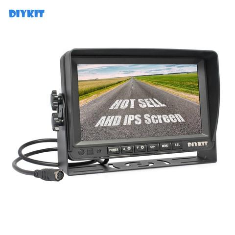 Monitor de vista trasera DIYKIT AHD 7 pulgadas IPS para coche compatible con cámara 1080P AHD 2 entradas de vídeo 12 V-24 V DC ► Foto 1/1