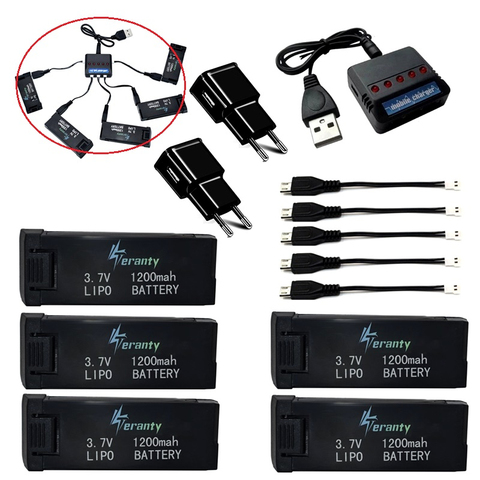Batería Lipo de 3,7 V y 1200mAH mejorada y cargador 5 en 1 para E58 JY019 S168 para recambios de cuadrirrotor RC 3,7 v RC Drone ► Foto 1/6