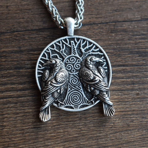 SanLan nórdico vikingo YGGDRASIL Árbol de la vida de par Cuervo collar ► Foto 1/6