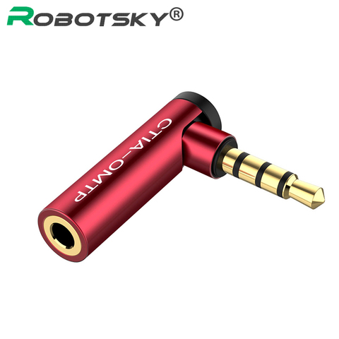 Robotsky-adaptador macho a hembra de 3,5mm, 90 grados, en ángulo recto, convertidor para auriculares conector de micrófono de Audio, Conector de clavija ESTÉREO ► Foto 1/6