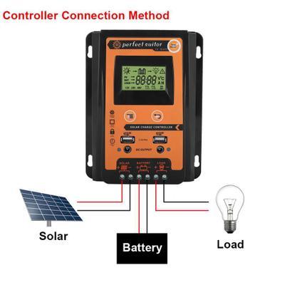 Controlador de carga Solar regulador Solar MPPT, regulador de batería de Panel impermeable IP 32, pantalla LCD Dual USB, 12V, 24V, 30A, 50A, 70A ► Foto 1/4