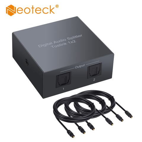 Neoteck-Divisor de Audio Digital óptico SPDIF Toslink, de aleación de aluminio, 2 puertos, 1x2, divisor óptico, 1 en 2 salidas, compatible con DTS AC3 ► Foto 1/6