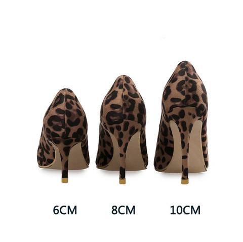 Otoño Sexy leopardo Mujer Zapatos tacones altos 6-10 CM elegante Oficina bombas zapatos mujeres estampado Animal punta puntiaguda de Lujo zapatos de solteros ► Foto 1/6