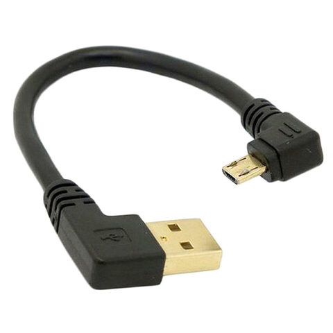 Cable de carga USB 2,0 chapado en oro de 15CM Tarjeta de ángulo recto 90 macho Cable de sincronización Micro izquierda grados datos USB Esquina de carga a X8E9 ► Foto 1/5