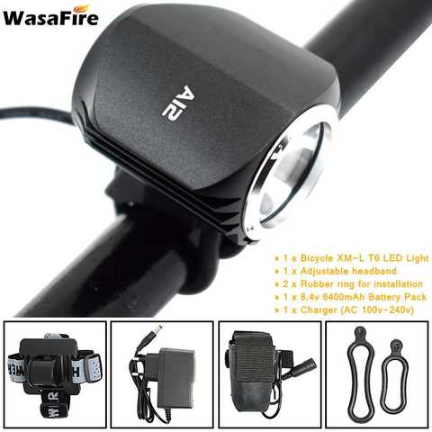 WasaFire bicicleta nueva de la bici de La Luz XM-L U2 LED faro 2000Lm impermeable bicicleta frente luces faro + 8,4 v Paquete de batería y cargador ► Foto 1/6