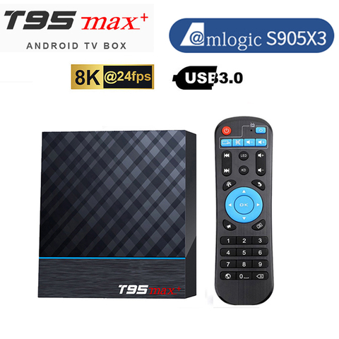 T95 MAX Plus Dispositivo de TV inteligente Android 9,0 Amlogic S905X3 8K UHD Set Top Box 4GB RAM 64GB ROM 2,4G y 5G Wifi Youtube 4K reproductor de medios ► Foto 1/5