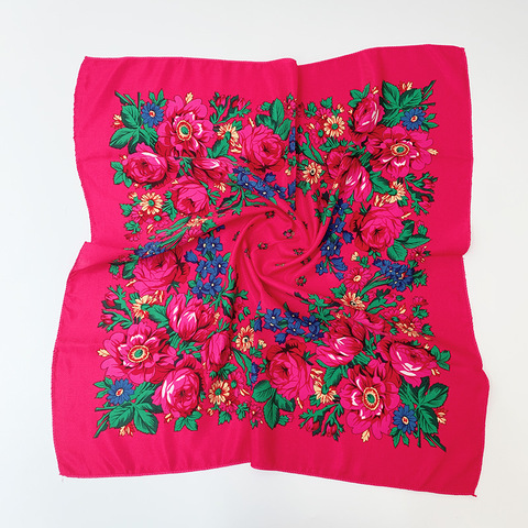 Pañuelo nacional cuadrado para mujer, pañuelo de cabeza con estampado Floral Retro ruso, 70x70cm, Foulard musulmán, Hijab ► Foto 1/6