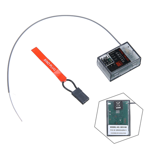 Receptor de plástico negro para transmisor de 3 canales, piezas de Control remoto, 3,5 V-9,6 V, SR3100, DSM2, 2,4 GHz, DX3R, DX2E, DX5C, 1 ud. ► Foto 1/1