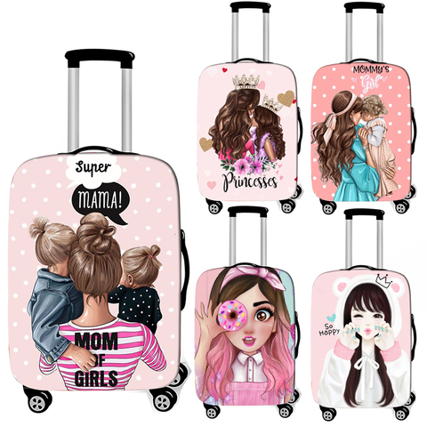 Cubierta de equipaje con estampado de dibujos animados para niñas y Super mamá, accesorios de viaje, cubierta de carrito, protector de equipaje, antipolvo ► Foto 1/6