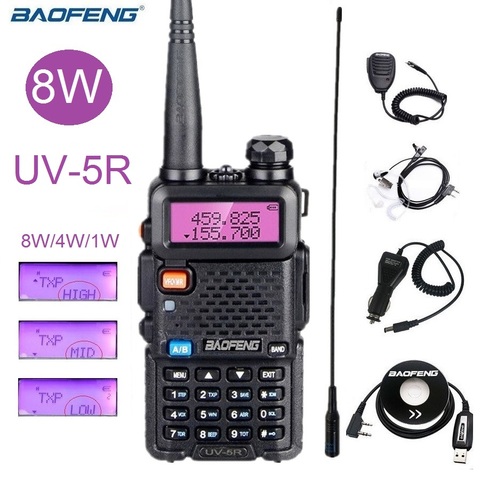 BAOFENG UV-5R Walkie Talkie transceptor de mano UHF VHF de doble banda Radio móvil aficionado Woki Toki Transmisor RF Radio DE PESCA ► Foto 1/6