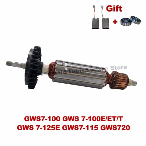 Rodamiento libre y cepillo de carbono, reemplazo de ancla de Rotor de armadura de 220V para amoladora angular BOSCH GWS7-100 GWS 7-125E ► Foto 1/5