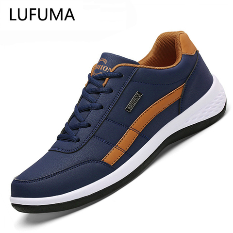 Zapatillas de deporte de moda para hombre, Zapatos informales transpirables con cordones, de cuero para primavera ► Foto 1/6