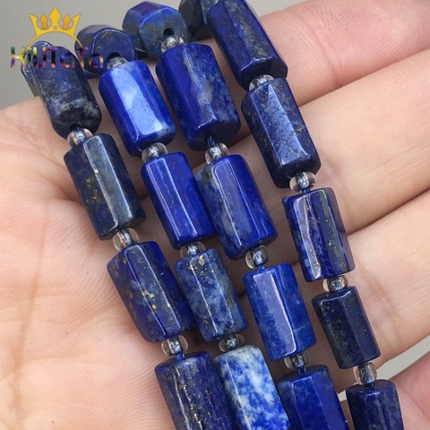 Cuentas de piedra lapislázuli Natural en forma de cilindro, cuentas espaciadoras sueltas para fabricación de joyas DIY, pulsera, accesorios de dijes de 7,5 pulgadas ► Foto 1/6