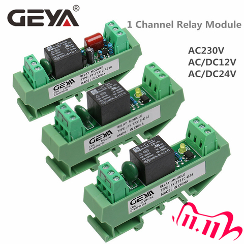 Módulo de relé GEYA 1 canal AC/DC 24 V 12 V 230VAC carril Din montado GSM relé Control temporizador módulo ► Foto 1/6