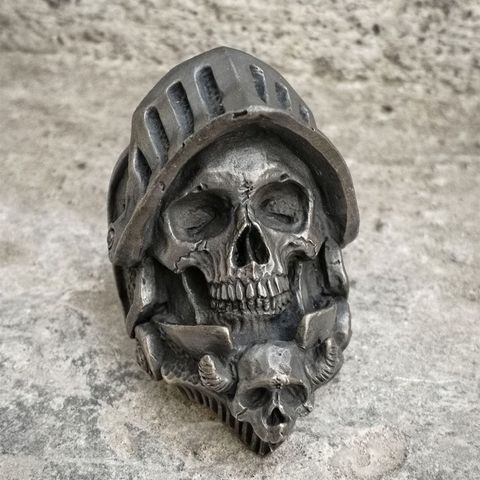 Anillo gótico del caballero de la muerte para hombre, joya de acero inoxidable 316L, Cráneo anillo motorista Punk, regalo de joyería ► Foto 1/4