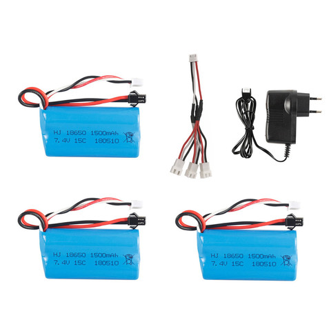 Batería lipo de 7,4 V y 1500mAh para YDI U12A Syma S033g Q1 TK H101 Rc, juguetes, barcos, tanques, Dron, parte 18650, batería y cargador ► Foto 1/6