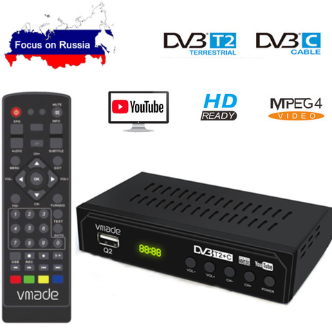 Decodificador de TV Digital H.264, DVB-T2 sintonizador de TV HD