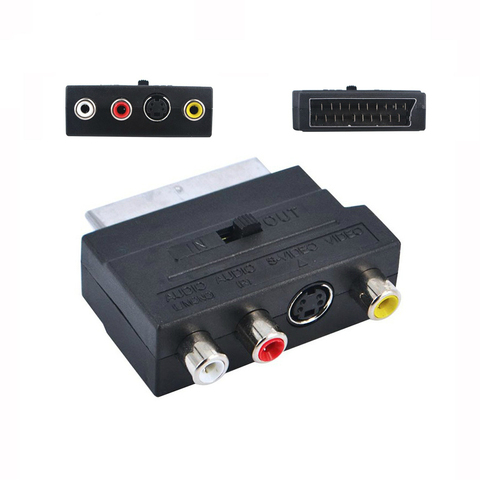 RGB Scart a 3 RCA s-video adaptador compuesto RCA SVHS s-video AV TV Audio adaptador ► Foto 1/6