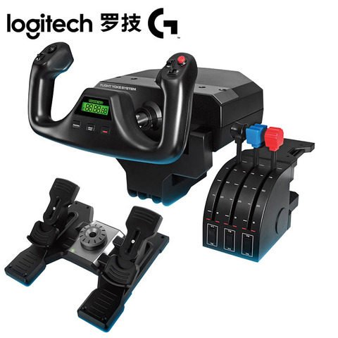 Logitech-Sistema de yugo de vuelo Logitech G Saitek PRO, simulador de vuelo, sistema de acelerador, Sim para PC y MAC ► Foto 1/5