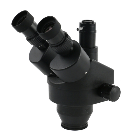 Cabezal de microscopio estéreo Trinocular, microscopio Industrial con Zoom continuo 7-45X, lente auxiliar, distancia de trabajo ► Foto 1/5