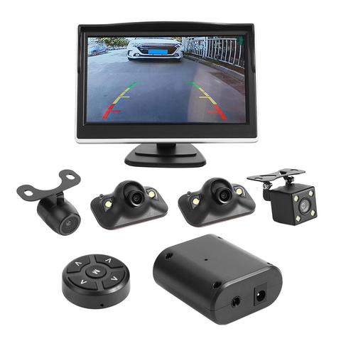 Monitor 4 de 5 pulgadas con cámara panorámica, sistema de visión de aves de 360 grados, estacionamiento delantero, trasero, izquierdo y derecho, accesorios para coche ► Foto 1/6