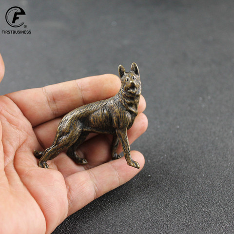 Cobre antiguo Lobo miniaturas figuras bandeja de té accesorios decoración latón Retro Animal té cubrir decoraciones pequeño adorno ► Foto 1/6