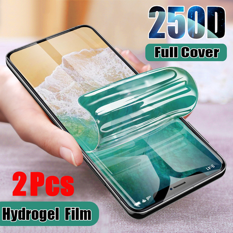 Película de hidrogel de cobertura completa para iPhone, película protectora de pantalla para iPhone 12 11 Pro Max SE 2022, XR X 7 8 Plus XS Max, no Cristal, 2 uds. ► Foto 1/6