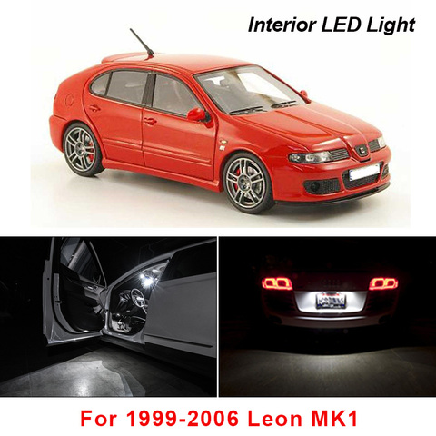 Kit de bombillas LED Canbus para Interior, luz de lectura, mapa, cúpula, accesorios de asiento para Leon MK1, 1M, 1M1, Hatchback, 1999-2006, 13 uds. ► Foto 1/6