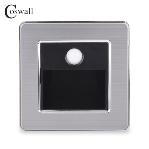 COSWALL-lámpara para porche/pasillo/esquina/escalera, interruptor de pared, Sensor de cuerpo humano, Panel de acero inoxidable, novedad ► Foto 1/6