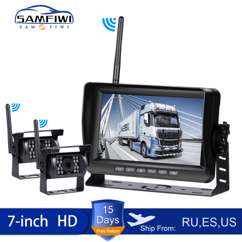 Monitor inalámbrico para coche y camión, dispositivo de alta definición, visión nocturna infrarroja, cámara de visión trasera, 7