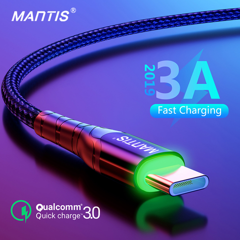 MANTIS-Cable USB tipo C para móvil, Cable de carga rápida y sincronización de datos para Samsung a50, s10, s9, s8, LED, Xiaomi Mi9, Redmi K20 Pro ► Foto 1/6