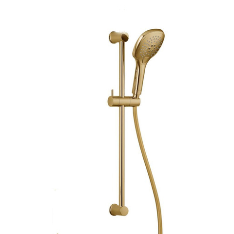 Cabezal de ducha de mano de plástico abs chapado en oro con tres funciones, barra deslizante, soporte dorado y manguera de ducha BT77 ► Foto 1/1