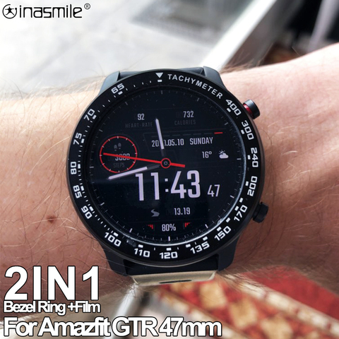 Anillo de bisel de acero inoxidable para reloj Huami Amazfit GTR, de 42mm, esfera de borde exterior, medidor de velocidad, taquímetro, funda para reloj GTR 47 ► Foto 1/6