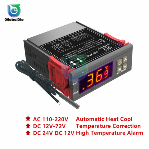 Controlador de temperatura Digital, termostato termorregulador, incubadora, relé de 10A, STC-1000 de refrigeración de calefacción STC 1000, 12V, 24V, 220V ► Foto 1/6