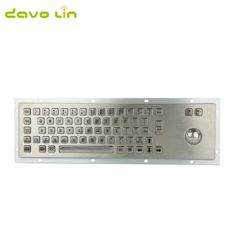 Panel trasero de acero inoxidable resistente al agua IP65, teclado Industrial de Metal con Trackball, 67 teclas ► Foto 1/6