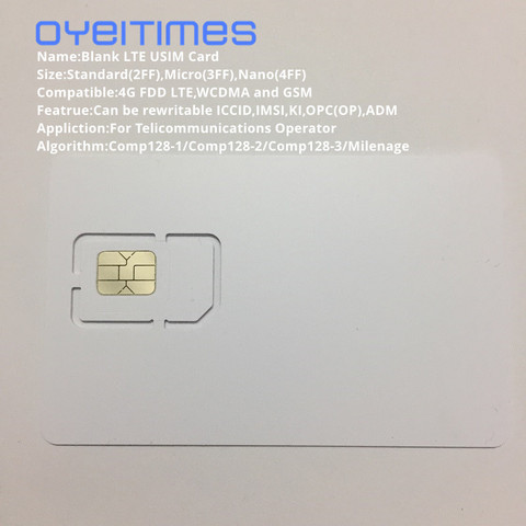 OYEITIMES-Tarjeta SIM en blanco Programable, 4G, 128K, GSM, WCDMA, LTE, 2FF/3FF/4FF, con ICCID IMSI KI OPC(OP), para operario ► Foto 1/6