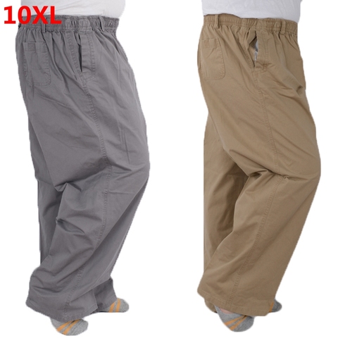 Pantalones informales de algodón para hombre, pantalón de talla grande, 8XL, 11XL, 12xl, de mediana edad, cintura alta, talla grande 9XL, 8XL, 7XL ► Foto 1/4