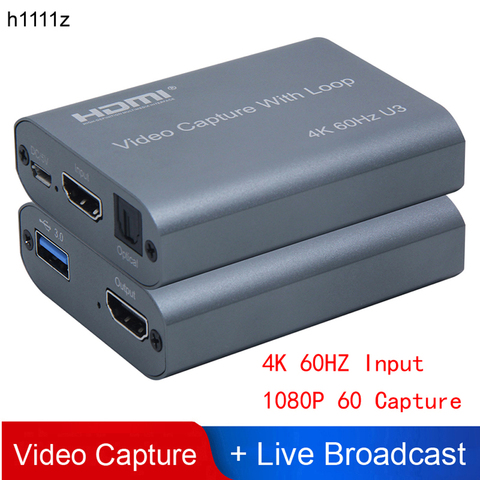 Tarjeta de captura de vídeo 4K, 60HZ, USB 3,0, bucle de salida de Audio, 1080P, 60fps, HDMI, grabador de vídeo para PS4, cámara de juego, transmisión en vivo ► Foto 1/6