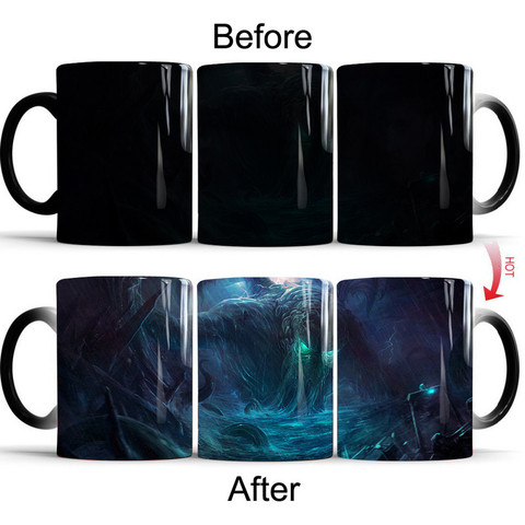 Cthulhu-taza de café de cerámica, 11oz, cambia de Color, sensible al calor, para oficina, envío directo ► Foto 1/5