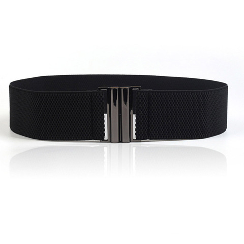 Cinturón ancho de banda elástica para mujer, cinturón sencillo con hebilla negra para vestido de tirantes, accesorios de decoración ► Foto 1/6