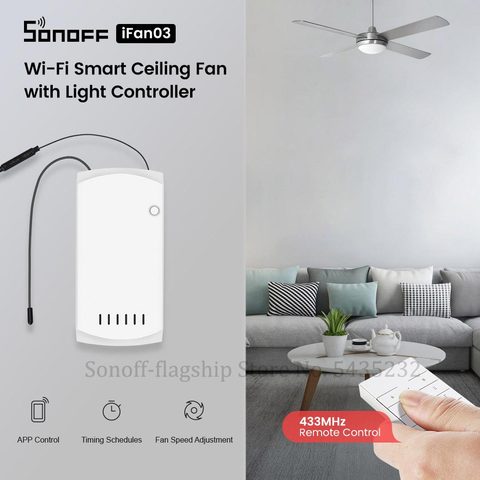 SONOFF-controlador inteligente Itead iFan03 con Wifi, ventilador de techo, módulo de Controlador de luz, compatible con 433Mhz, RM433, e-welink, Control por aplicación remota ► Foto 1/6