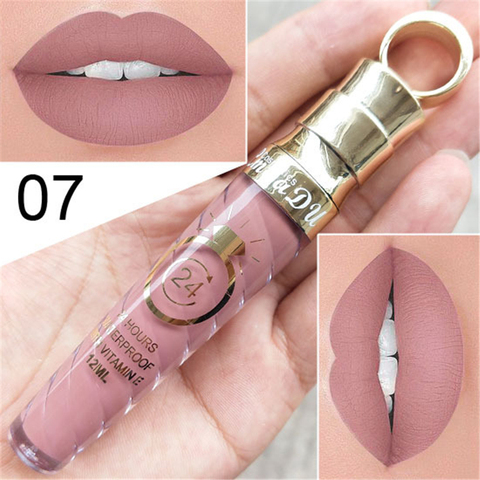 20 colores lápiz labial impermeable de larga duración mate + brillo Mental belleza para labios brillo desnudo de labios reluciente brillo belleza rojo tinte de labios nuevo ► Foto 1/6